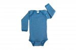 Hocosa Organic Merino Blue Striped Babybody